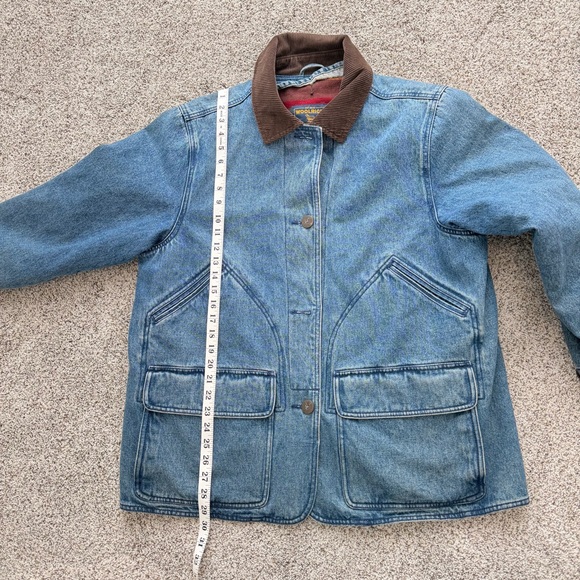EUC Woolrich Women’s Denim Wool Blanket Lined Chore Barn Coat Jacket Sz XL - Picture 8 of 10
